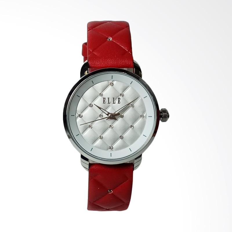 Jual Elle EL20436S07N Stainless Steel Leather Jam Tangan Wanita - Silver Red Online - Harga &