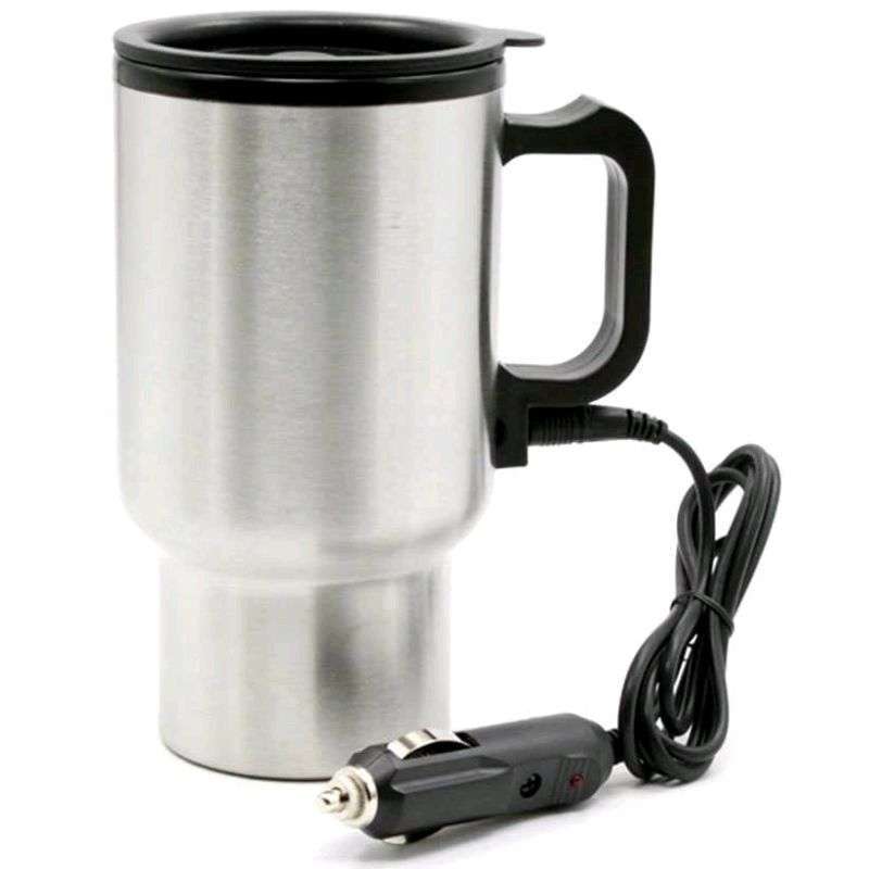 Taffware NJ88 Gelas Insulasi Car Kettle Stainless Steel dengan Pemanas  Silver [12 V/450 mL]