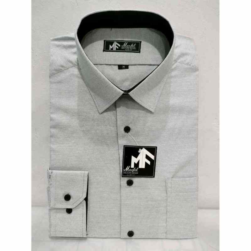 Jual Kemeja Pria Mf Maxfel Abu Silver Panjang Slimfit Serat Kombi
