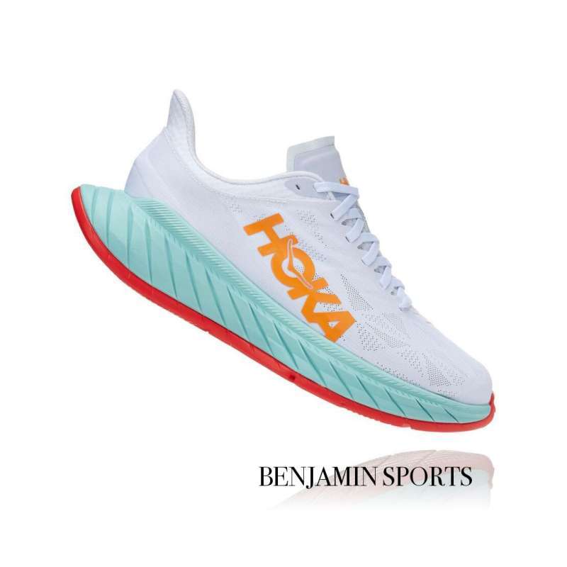 white hoka sneakers