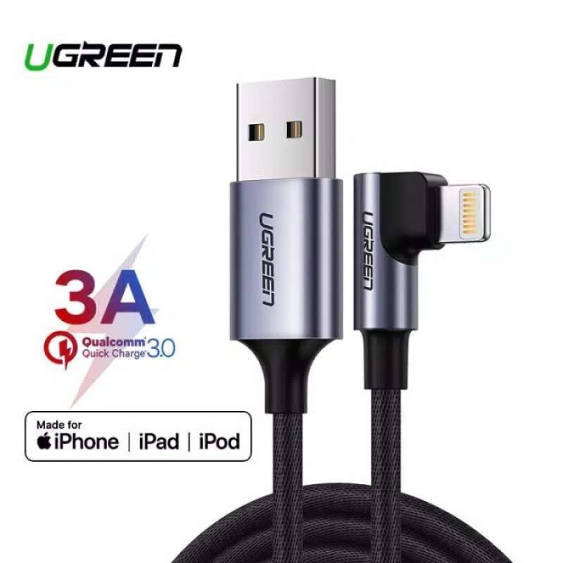 Ugreen MFI USB to Lightning Braided 90 Degree 1m Cable 60521/60555