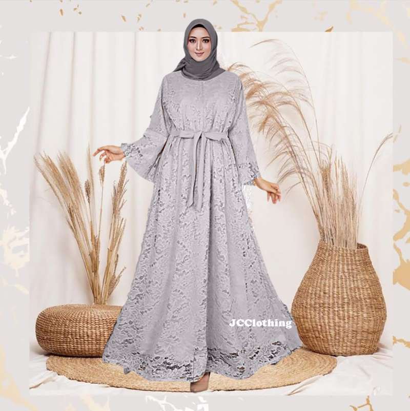 Long dress brokat hijab top