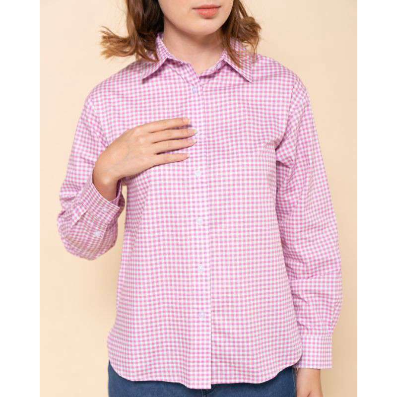 Jual Nomitee's Gingham Shirt - PINK M 