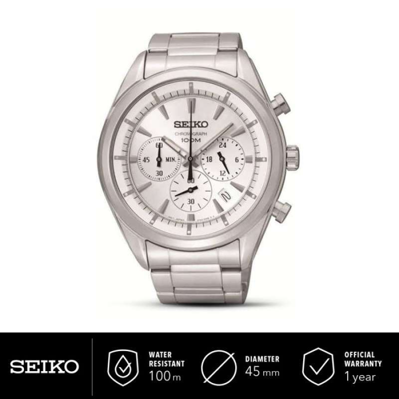 Jam Tangan Pria Seiko Chronograph White Dial SSB085P1 Quartz Original