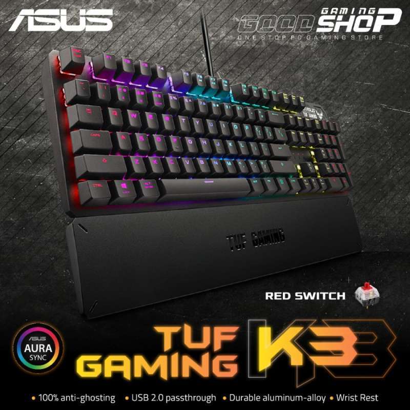 Asus TUF Gaming K3 K-3 RGB Mechanical Keyboard with N-key rollover  Red Switch