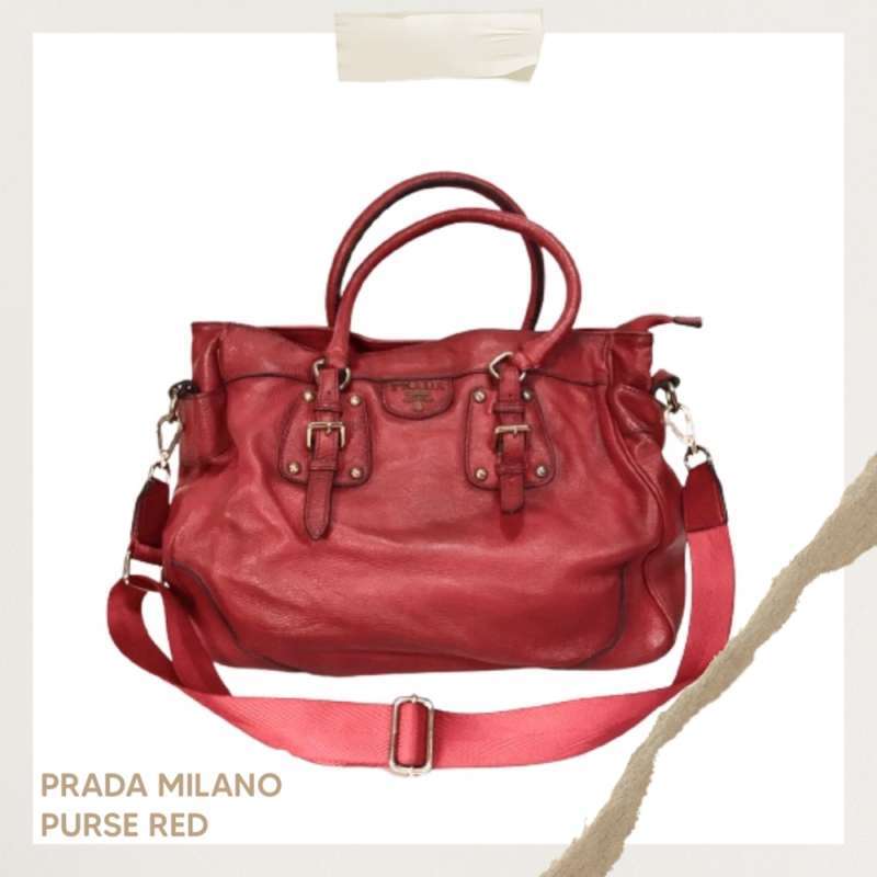 Prada milano red purse hot sale