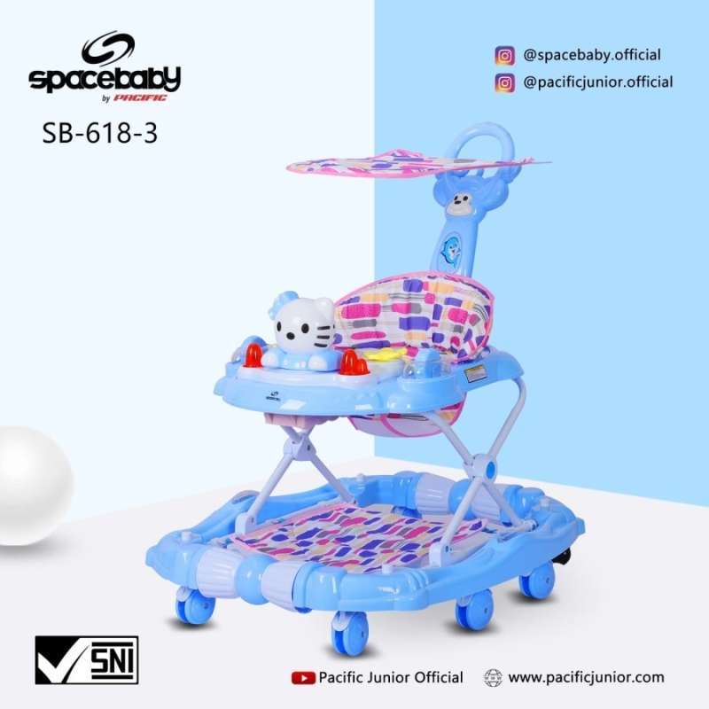 Jual SPACEBABY HELLO KITTY BABY WALKER SB 618 3 Alat Belajar Jalan