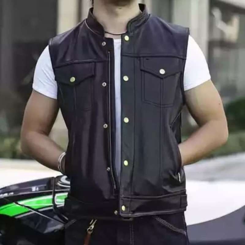 Promo BRAND FASHION ROMPI PRIA MOTOR BIKERS VEST KULIT SINTETIS