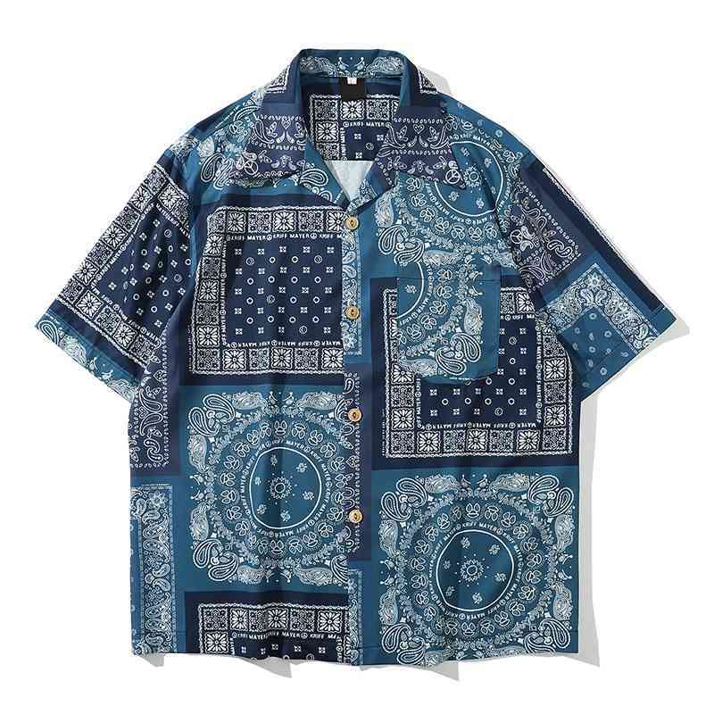 Jual Kameja Blue Bandana Shirt Men 
