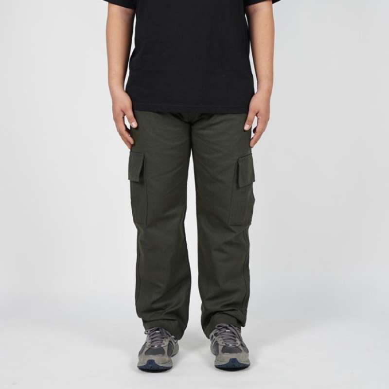 Pria Cargo Canvas Hijau Army Premium 