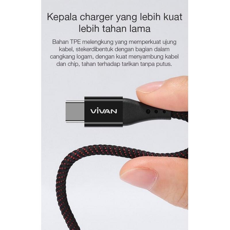 Jual Vivan Nc100 Fast Data Sync Charging Type C Cable 3a 1