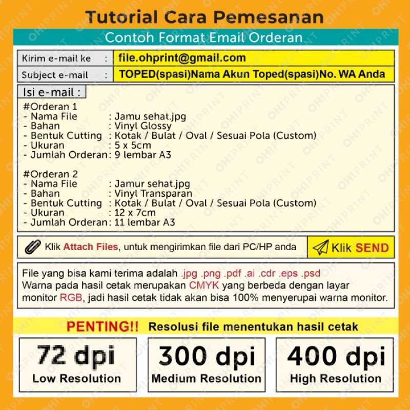 Gratis Ongkir Cetak Stiker Label Vinyl / Transparan A3+ Cut Size Kecil