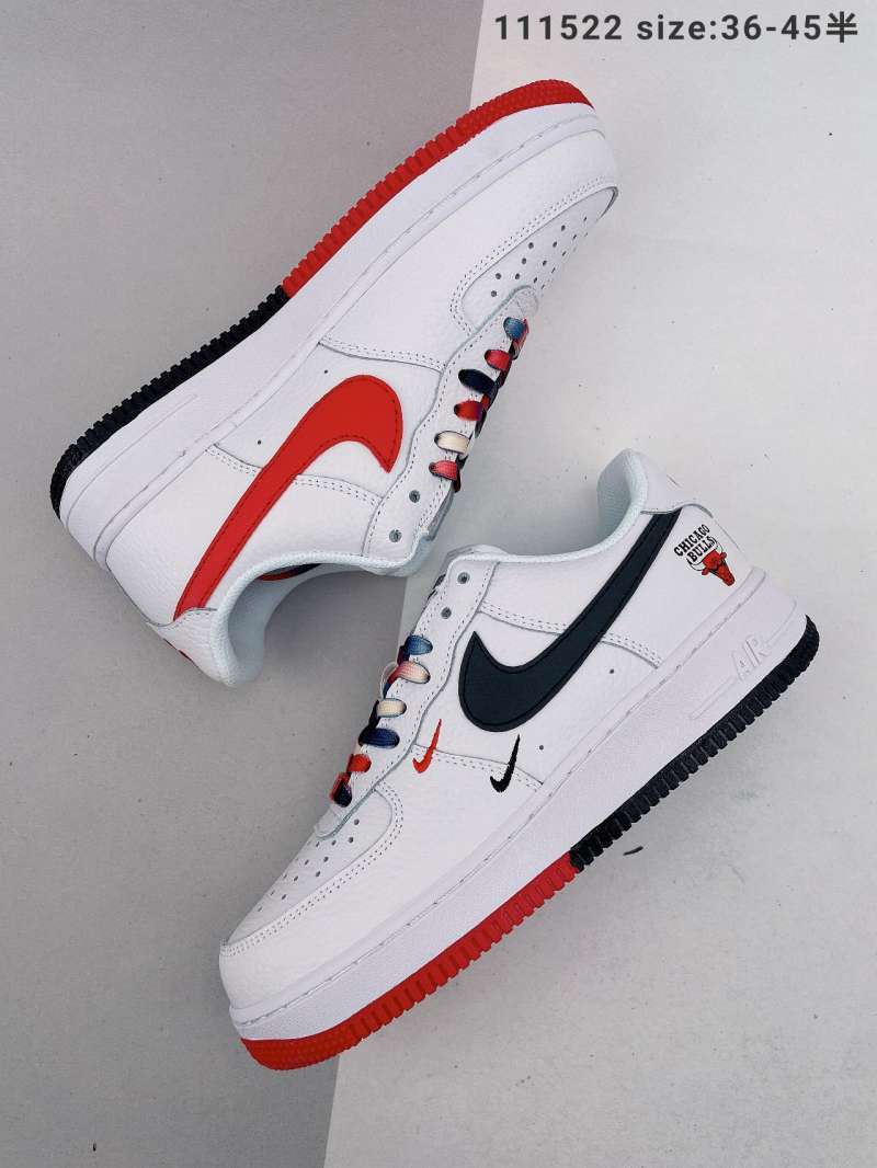 Jual Nike Air Force 1 low meter black red Chicago Bulls City limited force low top casual board shoe ch26-306 custom leather 3M reflective original la - 44 di Seller Li