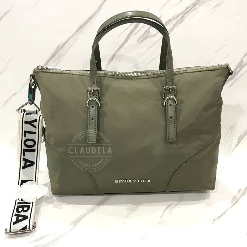 Jual Bimba Y Lola Nylon Large Shopper Bag In Khaki White Di Seller