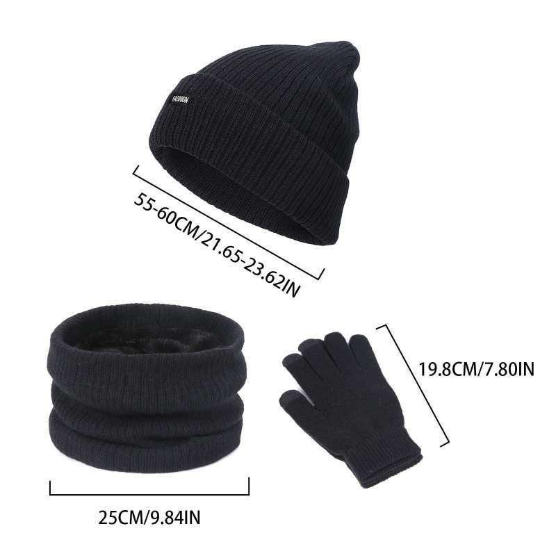 Promo Beanie Hat Scarf Gloves Set Warm 