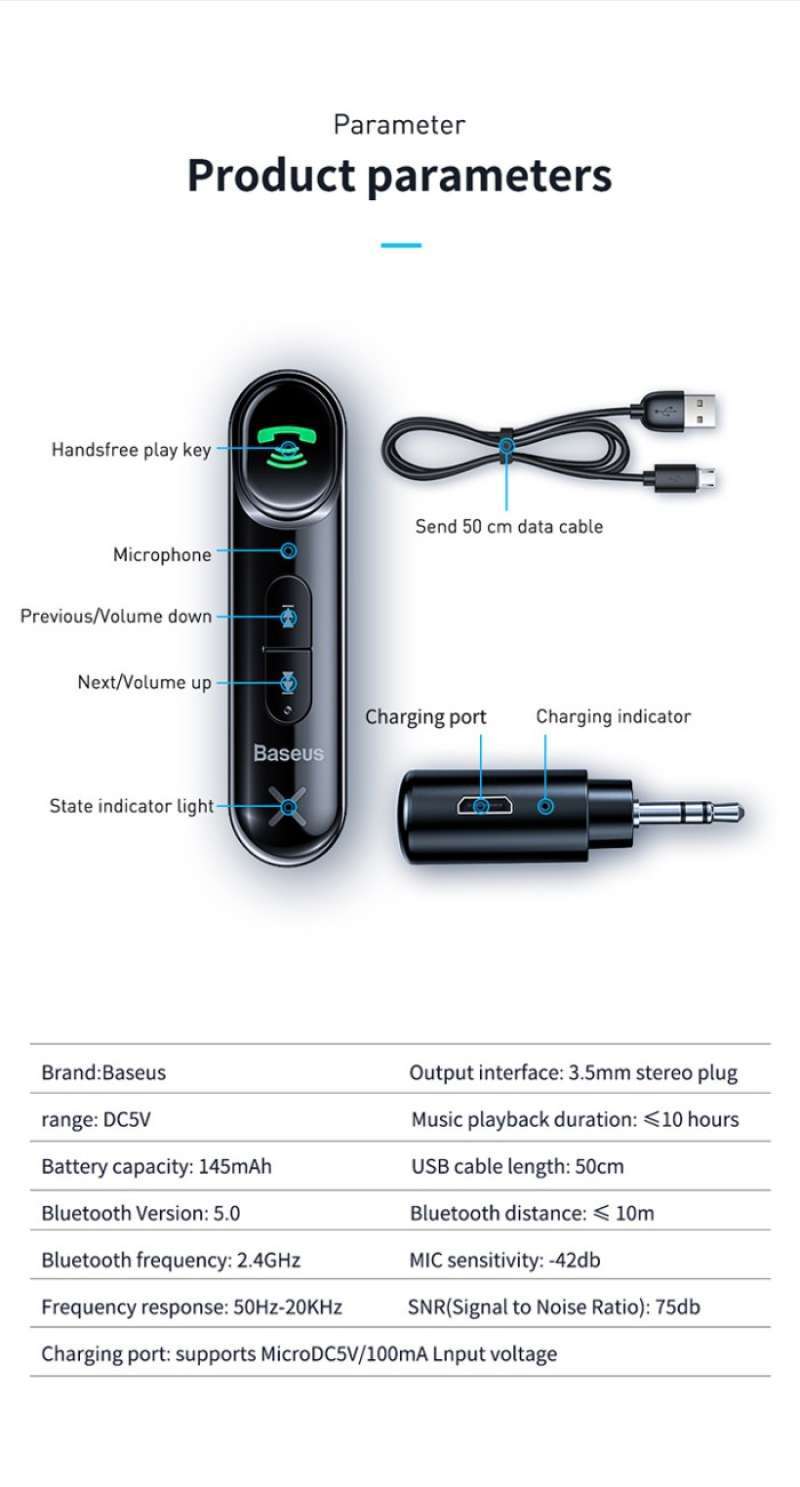 Gratis Ongkir Baseus Qiyin Aux 3.5Mm 