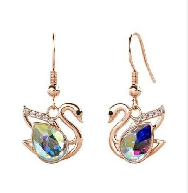 Dangling Swan Earrings Anting Crystal Premium Luvea by Her Jewellery  Rose Gold