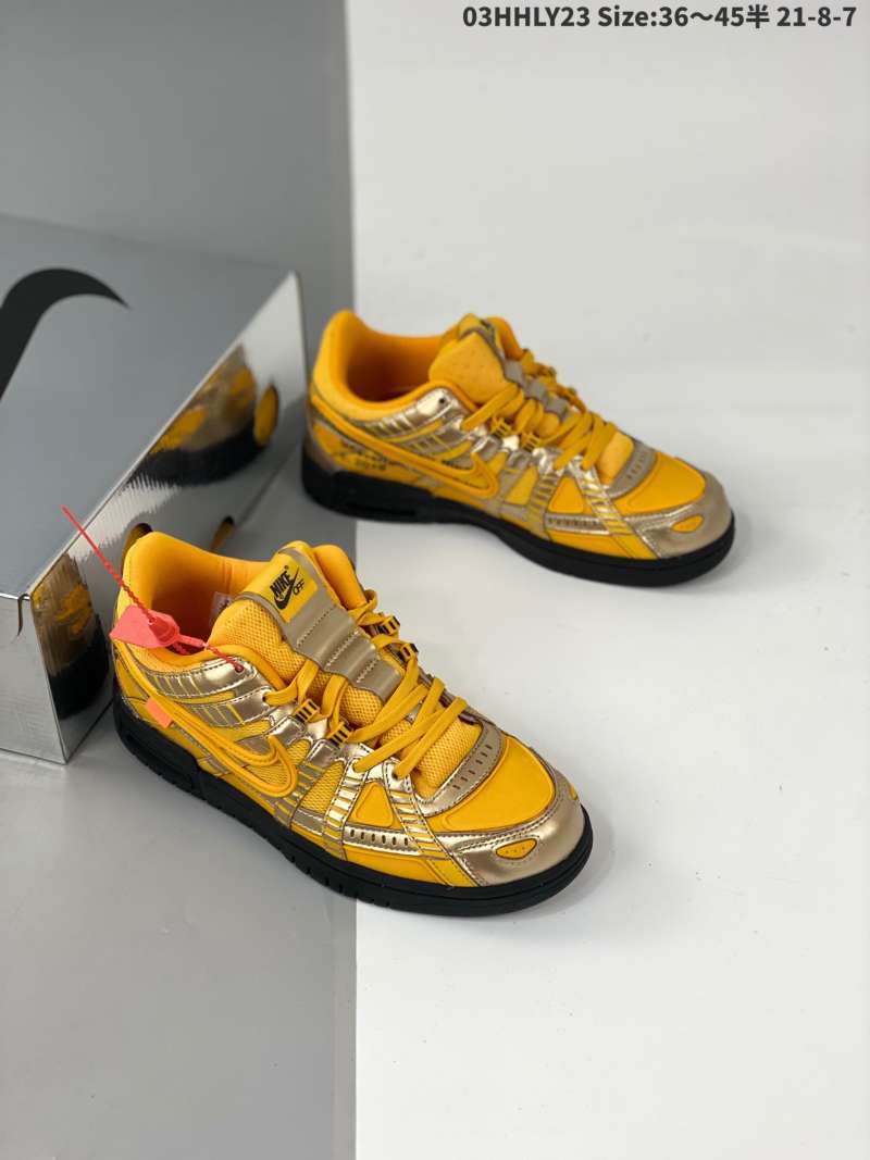 off white black and yellow shoes