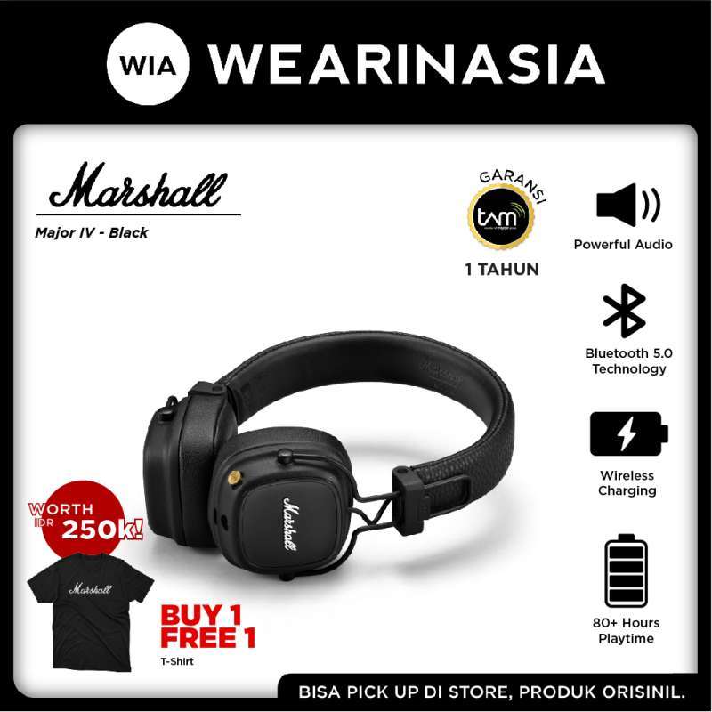 Jual Marshall Major IV Headphone Bluetooth Original Garansi Resmi 1 Tahun -  Black di Seller Wearinasia Official Store - Kota Tangerang Selatan, Banten  | Blibli