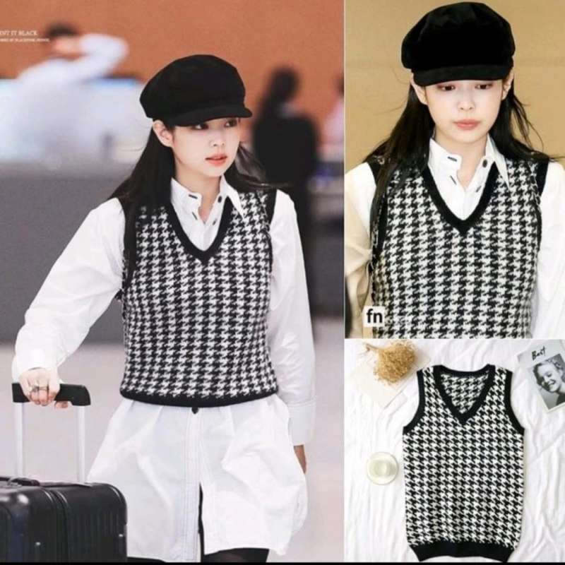 Jual Knit Vest Kotak Rompi Rajut Wanita Vest Korea Crop Tee Vest Rajut   Shopee Indonesia
