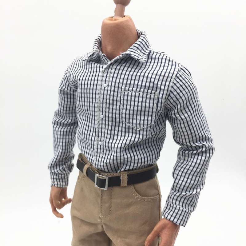 Jual 1/6 Male Plaid Shirt Tie Khaki 
