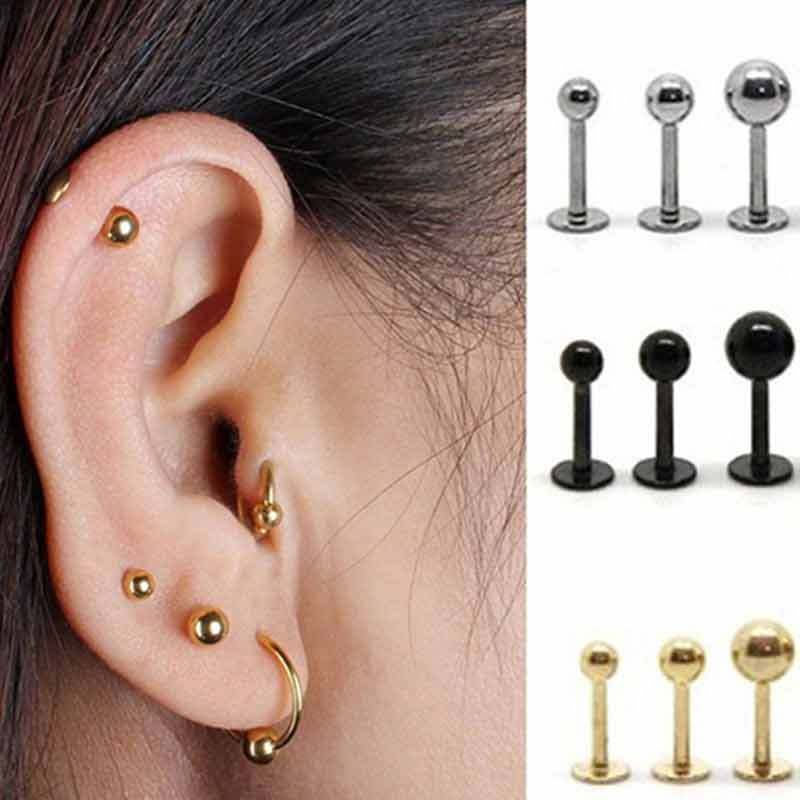 Bluelans Women S Punk Steel Barbell Ear Cartilage Helix Tragus Bar Piercing Ear Studs Gold