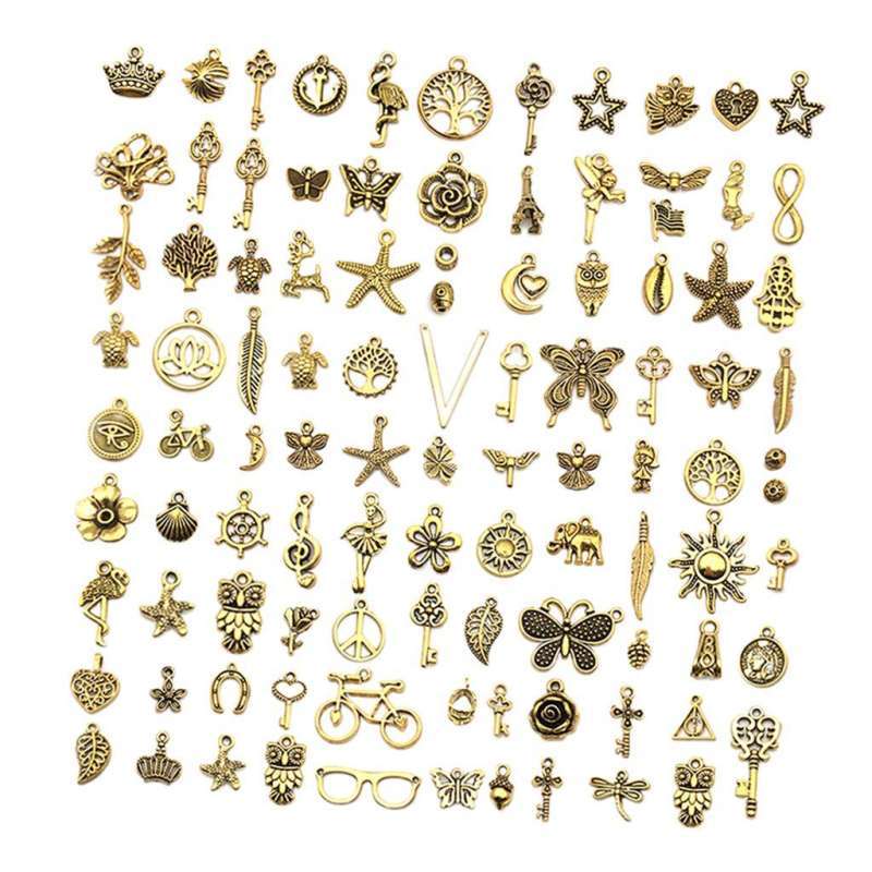100pc Mixed Antique Cute Animals Charms Pendants DIY for Jewelry Making Crafting 
