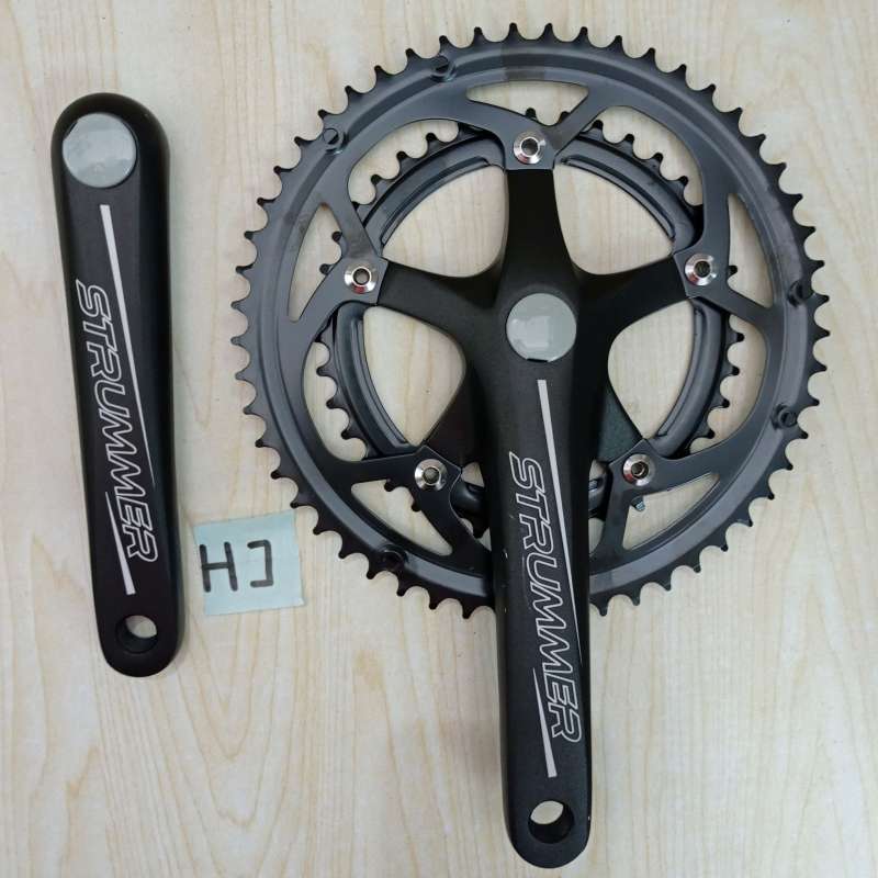 Crank Double Road Seli Strummer 53-39T Arm 170 Crankset Minion Sepeda Lipat  Type bb kotak, alloy dan chainring besi