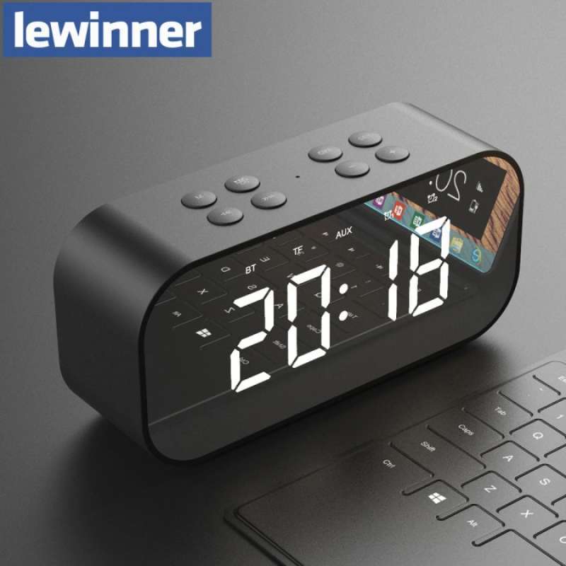 AEC Bluetooth Speaker Alarm Clock with LED Display, FM Radio, and 10-Hour Battery Life; Perfect for Bedrooms and Music Lovers
