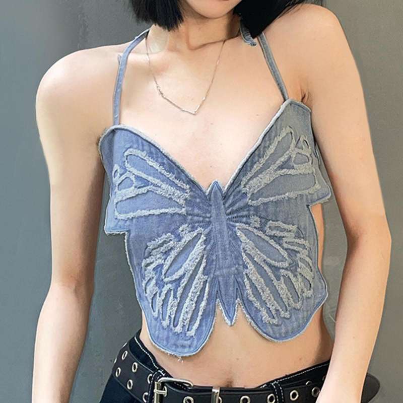 Promo Women Crop Top Tank Tops Party Butterfly Vest Halter Backless Blue -  Blue Diskon 29% di Seller BAOSITY - China | Blibli