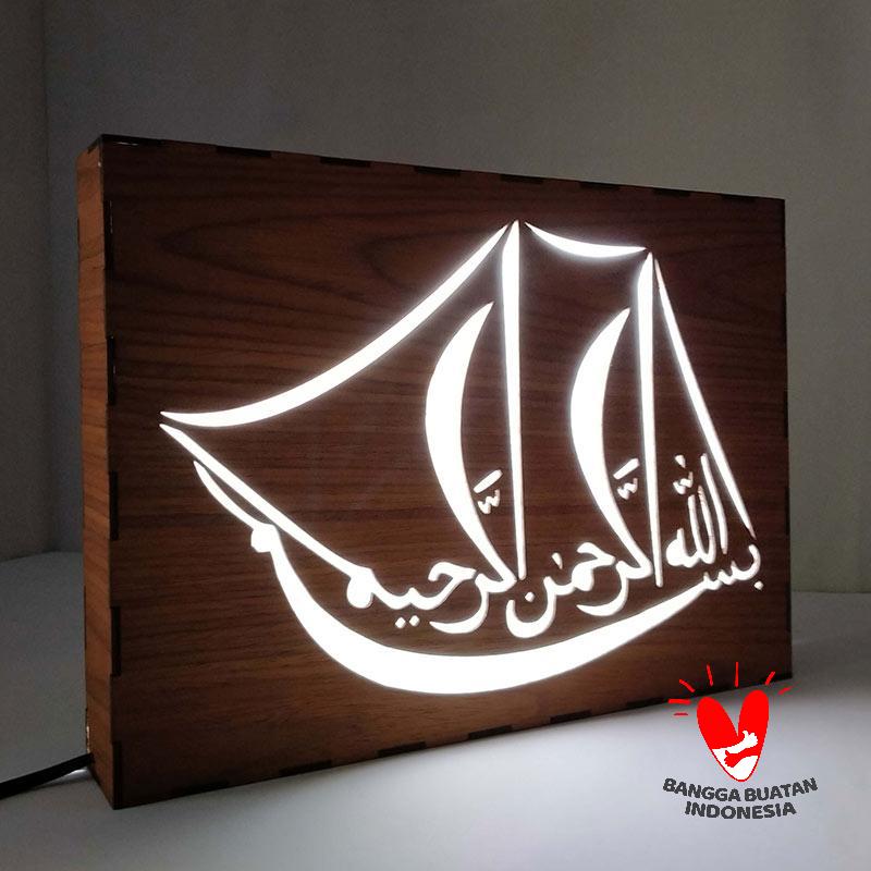 Jual Lidzikri Artlamp Led Lampu Kayu Kaligrafi Perahu Layar