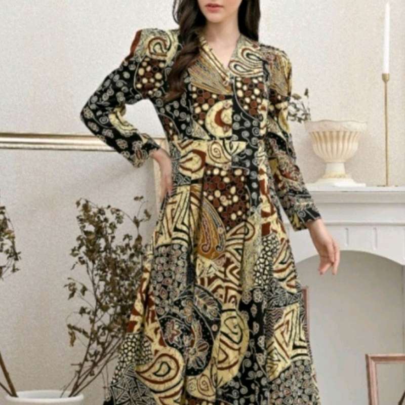 long dress batik wanita modern