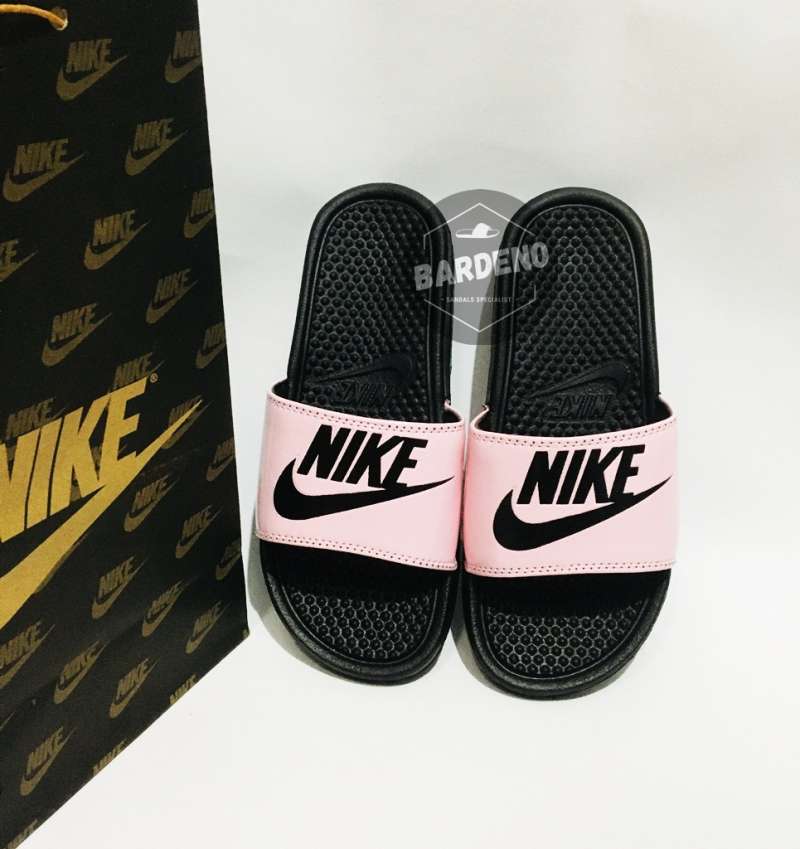 Jual Sandal Nike Benassi JDI Peach Black Sandal Slop 40 di