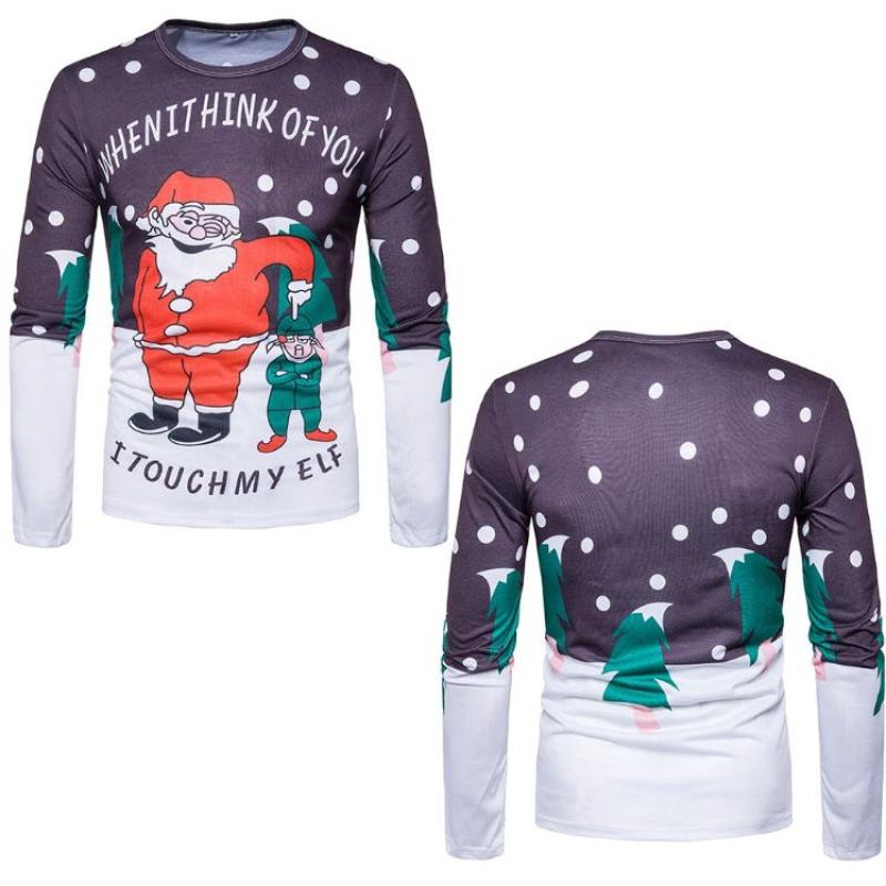 Christmas bells Santa Claus floral printed round-neck long sleeve Sweatshirt 016 