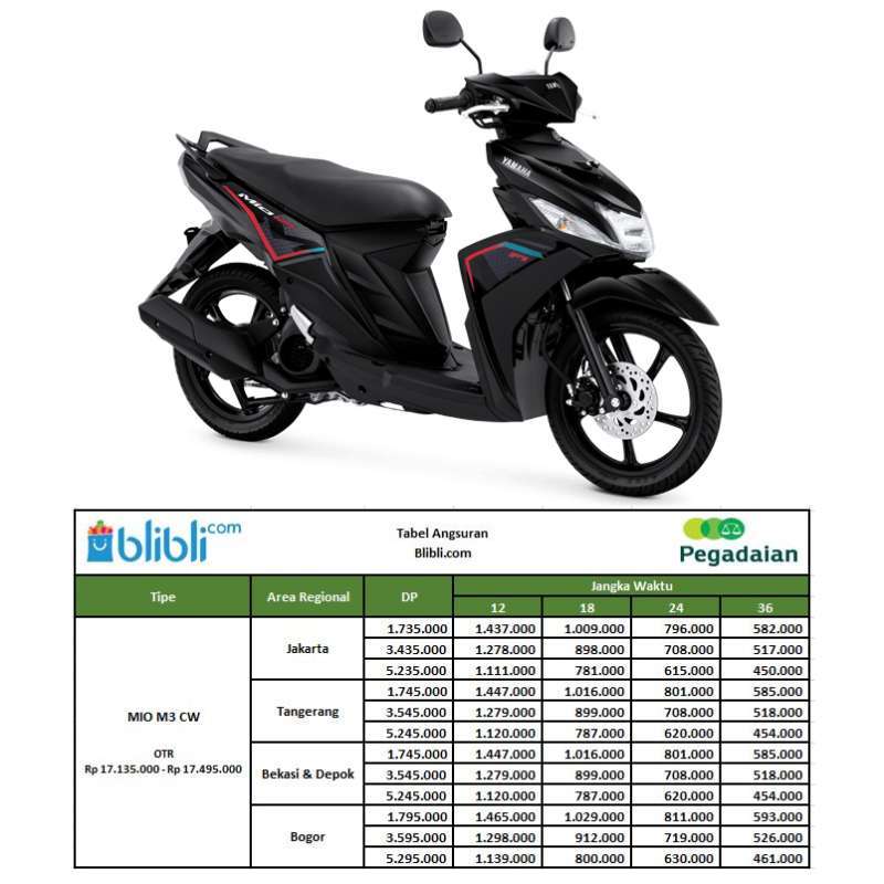 Jual Pegadaian - [DP] Yamaha Mio M3 125 Sepeda Motor [OTR Jabodetabek] -  20% 36 Metallic Black Tangerang di Seller Leasing Motor Pegadaian Official  Store - Gambir, Kota Jakarta Pusat | Blibli