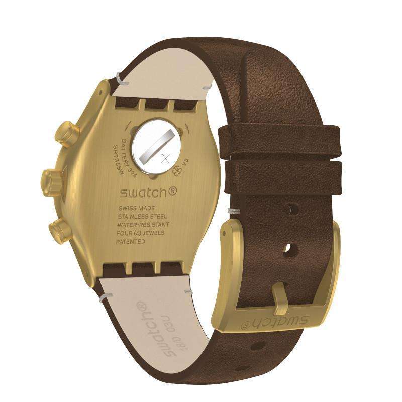Jual Jam Tangan Pria SWATCH IRONY Tali Kulit YVG408 VINI Original