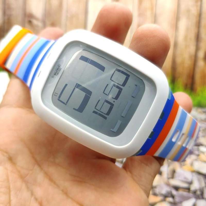Jual Swatch Digital Jam Tangan Karet Unisex SURS102E Original di