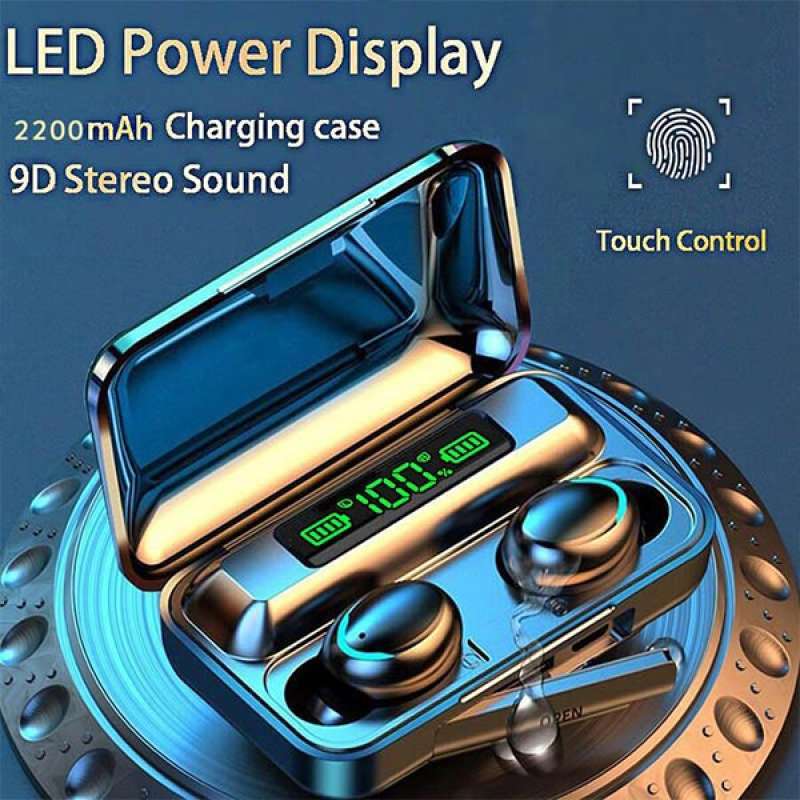 Promo Tws F9-5 Earphone Headset Bluetooth 2200mah Powerbank With
