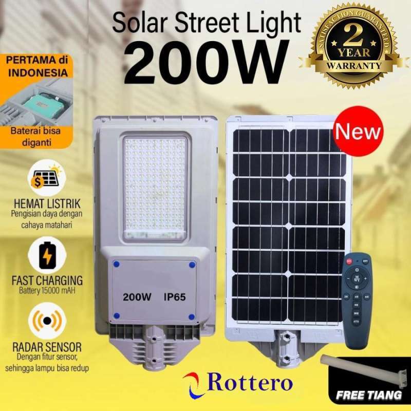 Jual LAMPU JALAN 3in1 LED SOLAR STREET LIGHT PJU REAL 200 WATT