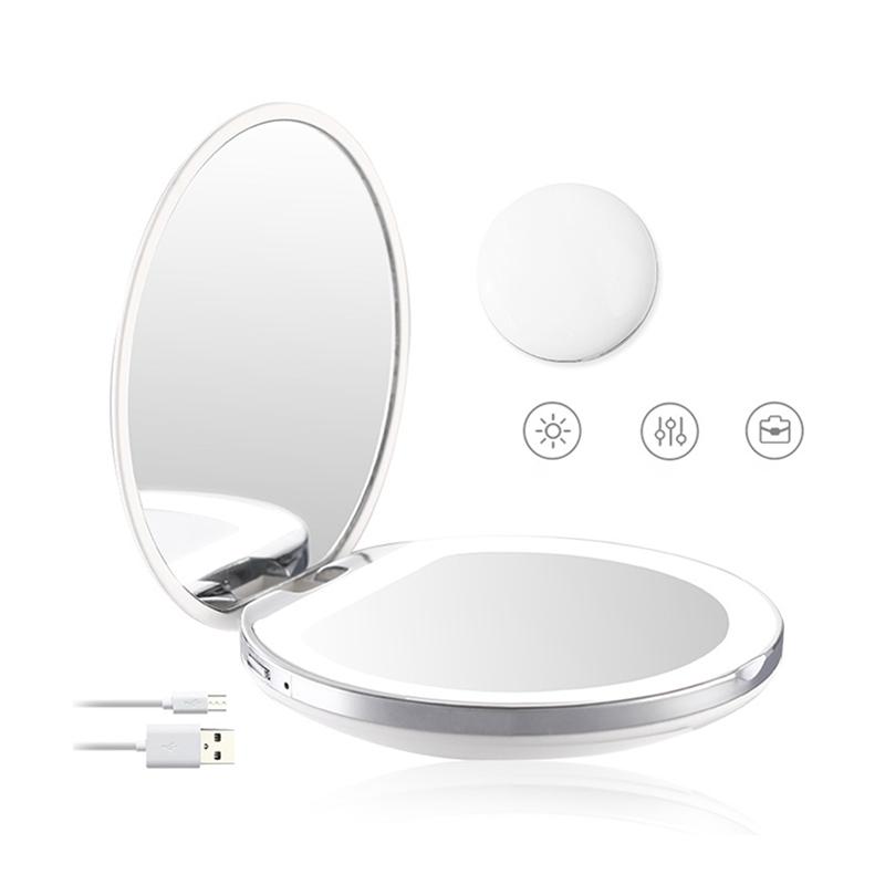 Jual Eds Mini Portable Usb Rechargeable Led Makeup Mirror With Light For Travel White Online November 2020 Blibli Com