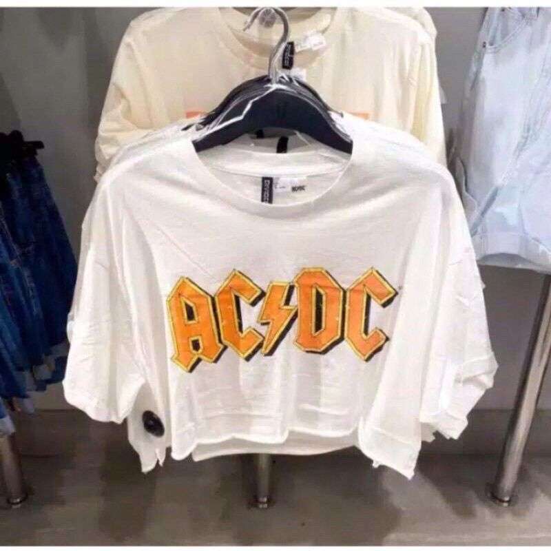 Oversize Crop ACDC T-Shirt Crop Top Wanit Tumblr