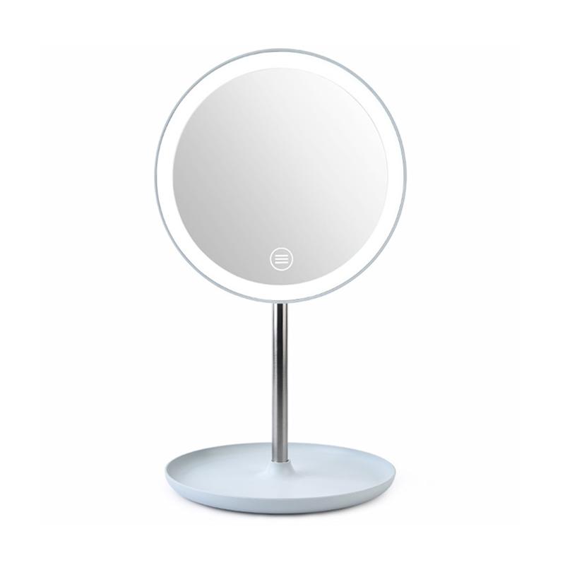 Jual Eds B0113 Desktop Round Led Light Makeup Mirror Usb Charging Cosmetic Vanity Mirror Blue Online November 2020 Blibli