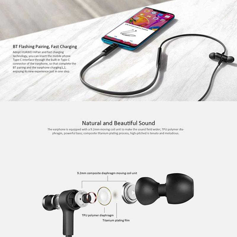 huawei freelace wireless earbuds hipair technology bluetooth 5 0 headphone waterproof magnet sport type c powered headset