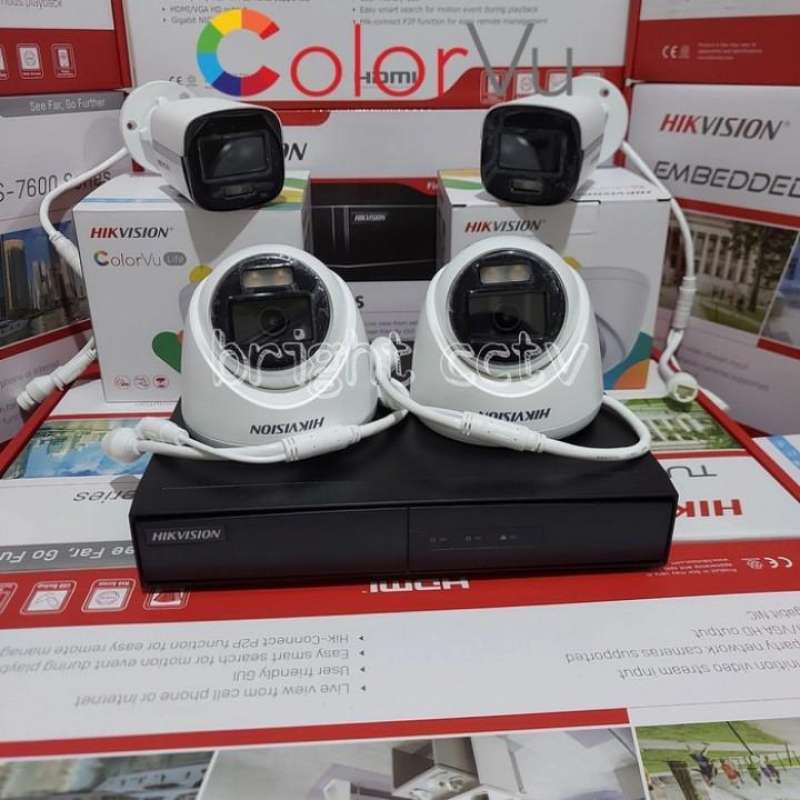 Jual PAKET IP Camera HIKVISION Colorvu 2MP 4 Channel 4Camera HDD