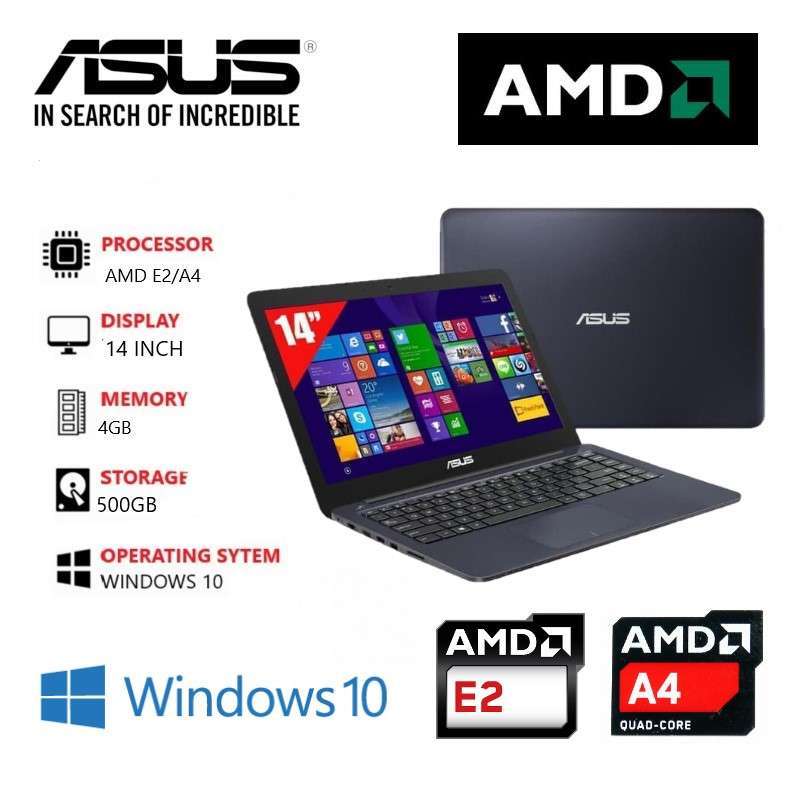 Jual Laptop Asus E402 Amd RAM 4gb Ssd 256gb Windows 10 Hdd 500gb