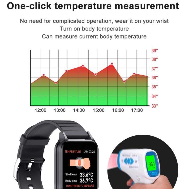 Body Temperature Smartwatch Smart Bracelet T96 Waterproof Bluetooth Camera Music Heart Rate Blood Pressure Watch For Ios Android Bracelet
