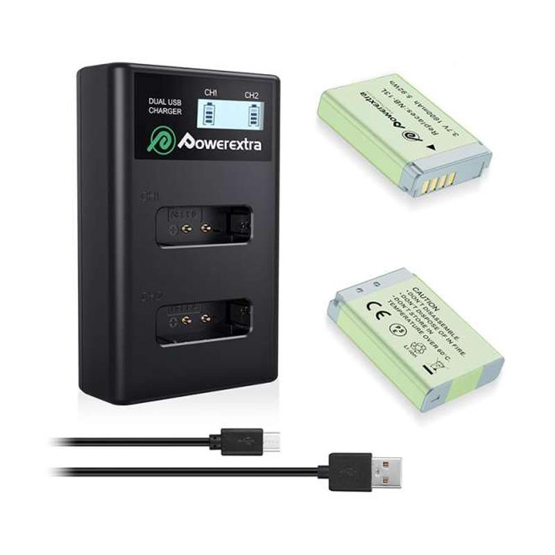 powerextra indonesia battery canon nb 13l 2 pack with dual charger for g7x or g7x mk ii