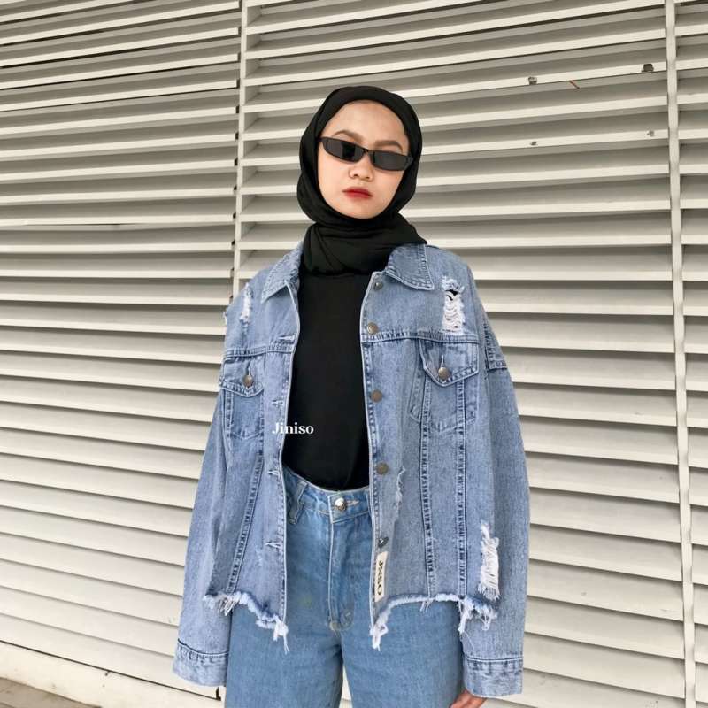 Ripped jaket jeans discount