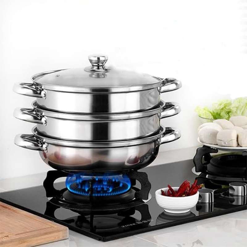 Jual Panci Kukus Steamer 3 Susun 34cm Steamer Pot Stainless Kukusan 3 Layer Online September 2020 Blibli Com