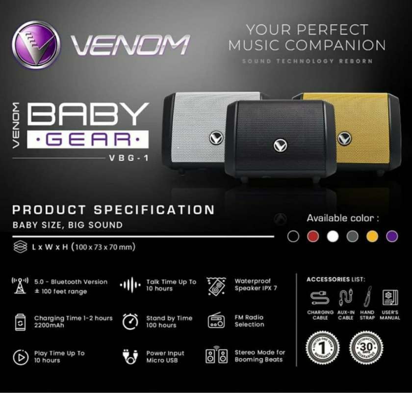 Jual Venom Baby Gear Vbg 1 Bluetooth Active Outdoor Speaker Portable Wireless Music Utk Hp Sepeda Multimedia Running Riding Hiking Online Februari 2021 Blibli